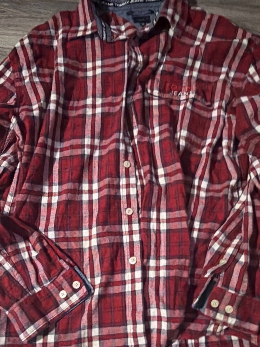 Y2K Tommy Hilfiger Red Plaid Flannel Shirt